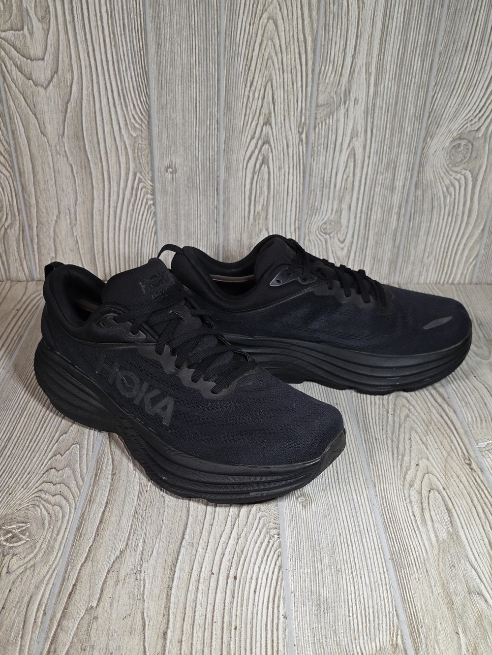 Hoka Bondi 8 Triple Black Running Shoes Mens Size 124E